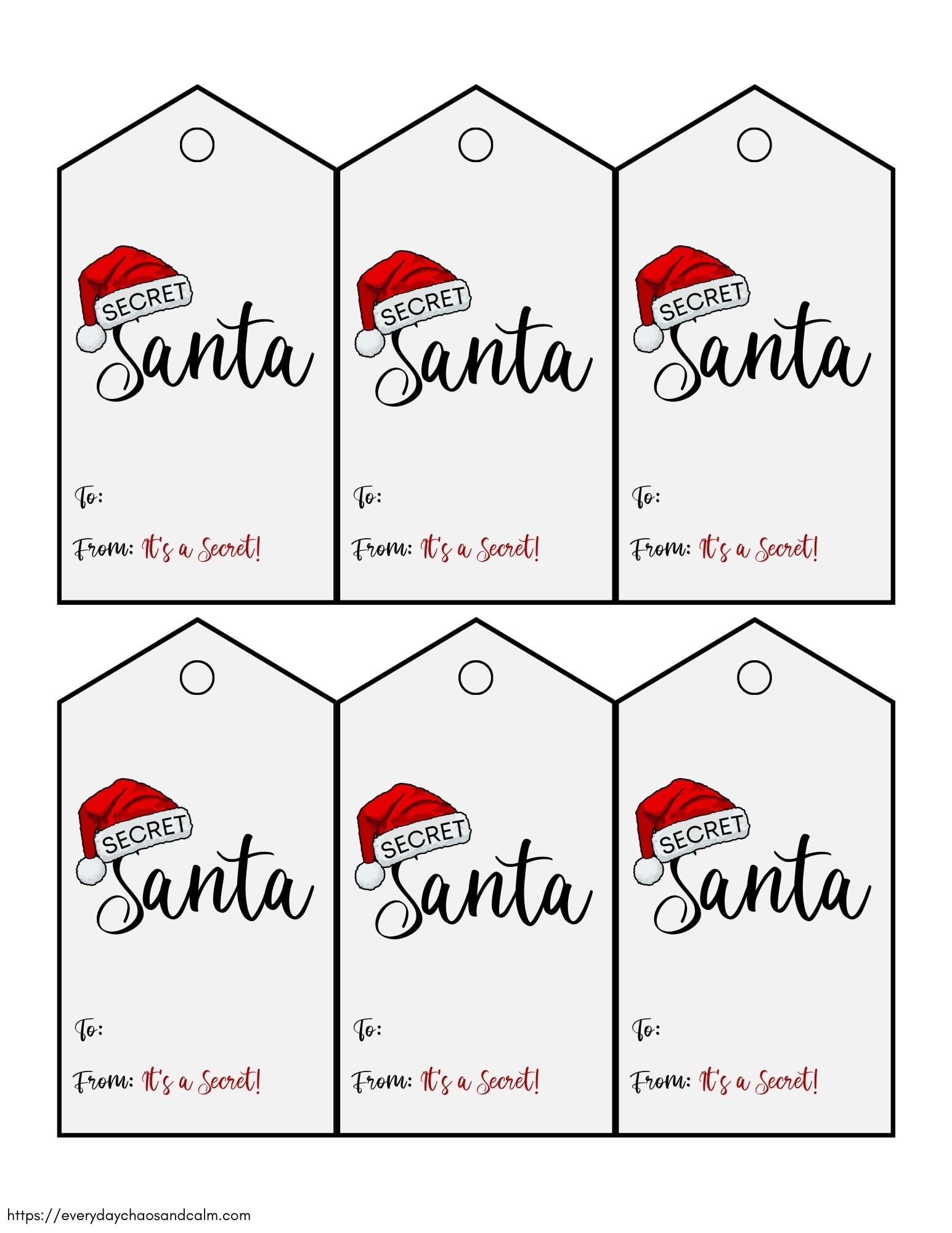 free printable secret santa gift tags